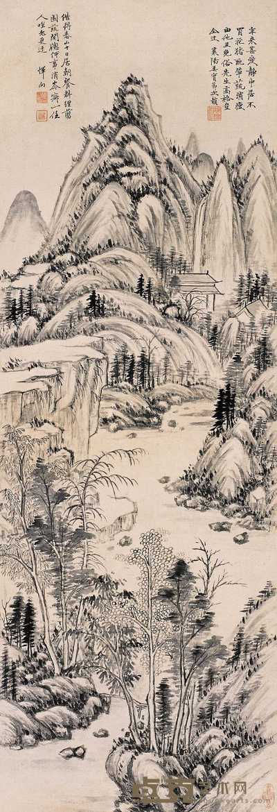 恽向 山水 立轴 120.5×41.5cm